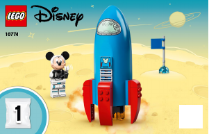 Vadovas Lego set 10774 Disney Peliuko Mikio ir Pelytės Minės kosminė raketa