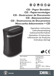 Manual de uso Desq 20195 Destructora