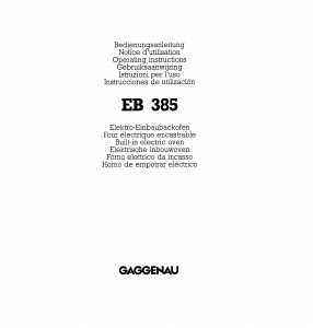 Manuale Gaggenau EB 385 Forno