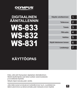Käyttöohje Olympus WS-833 Äänitallennin