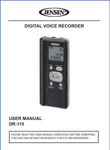 Handleiding Jensen DR-115 Audiorecorder