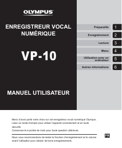 Mode d’emploi Olympus VP-10 Enregistreur numérique