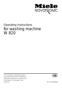 Handleiding Miele W 820 Wasmachine