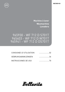 Mode d’emploi Bellavita WF 712 D W701T Lave-linge