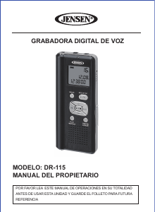 Manual de uso Jensen DR-115 Grabadora de voz