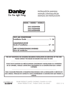 Mode d’emploi Danby DAS170GBHWDB Climatiseur