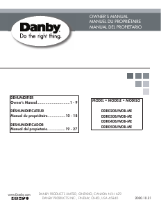 Manual de uso Danby DDR030BJWDB-ME Deshumidificador