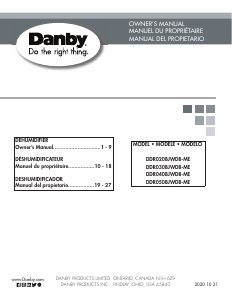 Handleiding Danby DDR050BJWDB-ME Luchtontvochtiger