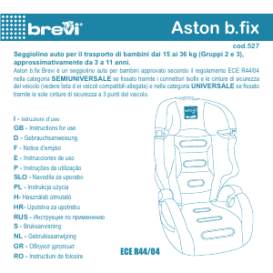 Manual Brevi Aston b.fix Cadeira auto