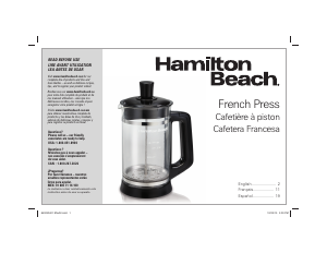 Mode d’emploi Hamilton Beach 40400 Cafetière