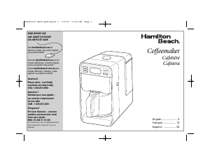 Manual Hamilton Beach 46201 Coffee Machine