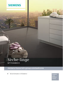 Mode d’emploi Siemens WT7HXK80CH Sèche-linge