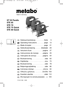 Bedienungsanleitung Metabo STE 80 Quick Stichsäge