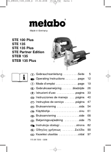 Manual Metabo STE 100 Plus Jigsaw