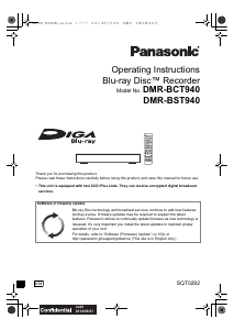 Handleiding Panasonic DMR-BCT940EG Blu-ray speler