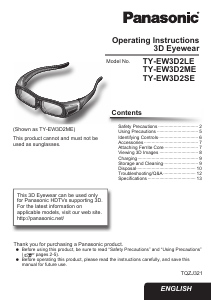 Handleiding Panasonic TY-EW3D2ME 3D Bril