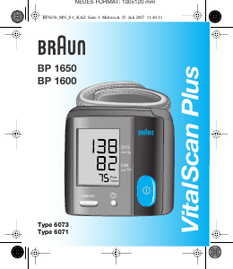 Mode d’emploi Braun BP1650 VitalScan Plus Tensiomètre