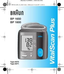 Bruksanvisning Braun BP1650 VitalScan Plus Blodtrycksmätare