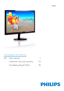 Handleiding Philips 284E5QHSW LED monitor