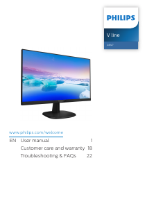 Handleiding Philips 243V7QJAW LED monitor