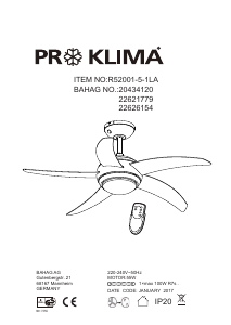 Mode d’emploi Proklima Fabiola Ventilateur de plafond