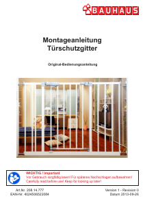 Bedienungsanleitung Bauhaus 208.14.777 Kinderschutzgitter