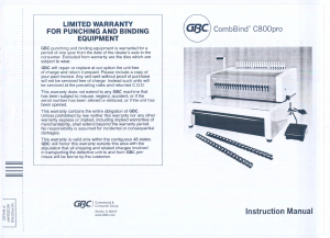 Bruksanvisning GBC CombBind C800pro Inbindningsmaskin