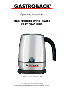 Manual Gastroback 42320 Easy Cino Plus Milk Frother