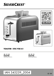 Manual SilverCrest STEC 920 A1 Toaster