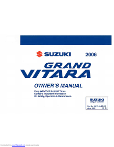 Bruksanvisning Suzuki Grand Vitara (2006)
