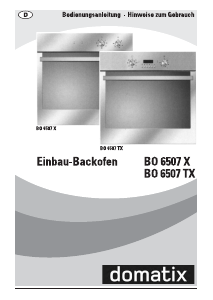 Bedienungsanleitung Domatix BO 6507 TX Backofen