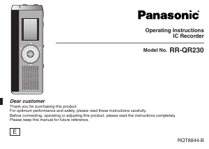 Handleiding Panasonic RR-QR230 Audiorecorder