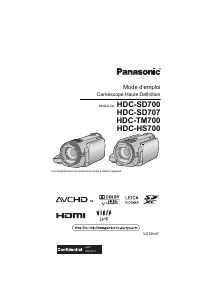 Mode d’emploi Panasonic HDC-HS700 Caméscope