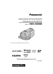 Manual de uso Panasonic HDC-SD600EC Videocámara