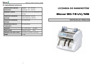 Instrukcja Glover GC-16 UV/MG Licznik banknotów