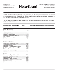 Mode d’emploi Heartland HCTTDW Lave-vaisselle