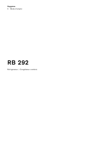 Mode d’emploi Gaggenau RB292311 Réfrigérateur combiné