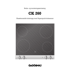 Bruksanvisning Gaggenau CK260504 Kokeplate