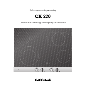 Bruksanvisning Gaggenau CK270104 Kokeplate