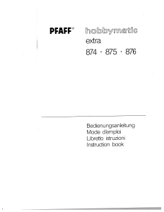 Manuale Pfaff hobbymatic 874 Macchina per cucire