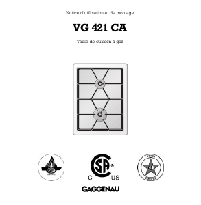 Mode d’emploi Gaggenau VG421110F Table de cuisson