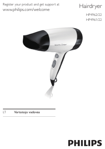 Vadovas Philips HP4962 Plaukų džiovintuvas
