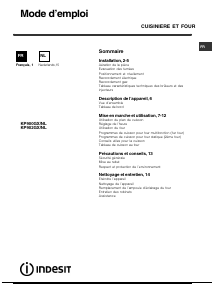 Mode d’emploi Indesit KP902GX Cuisinière