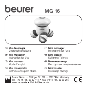 Mode d’emploi Beurer MG 16 Appareil de massage