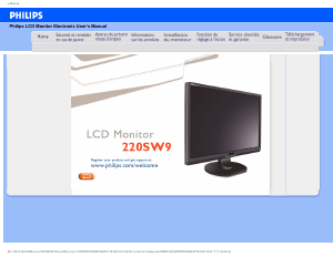 Mode d’emploi Philips 220sw9fb Moniteur LCD