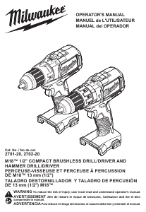 Mode d’emploi Milwaukee 2701-20 Perceuse visseuse