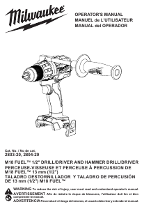 Mode d’emploi Milwaukee 2804-20 Perceuse visseuse