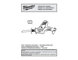 Mode d’emploi Milwaukee 2625-20 Scie sabre