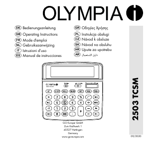 Manuale Olympia 2503 TCSM Calcolatrice