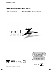 Bruksanvisning Zenith XBV713 DVD-Video Kombination